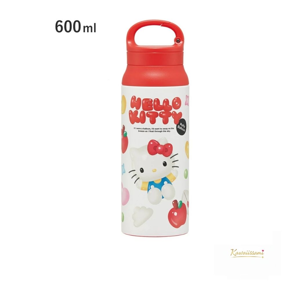Carabiner Handle Stainless Steel Bottle Hello Kitty Pukkuri Balloon