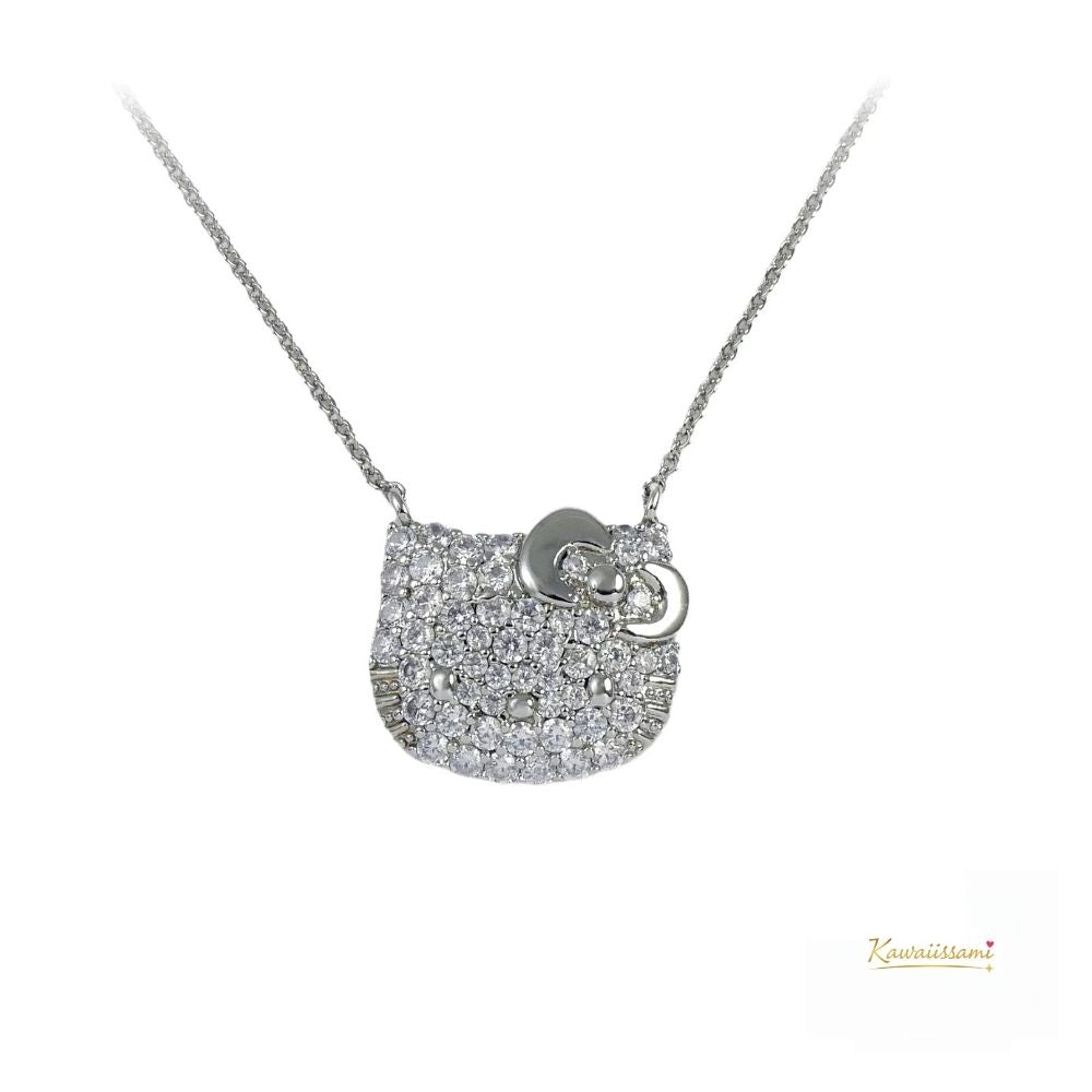 Hello Kitty Pavé Face Pendant Necklace