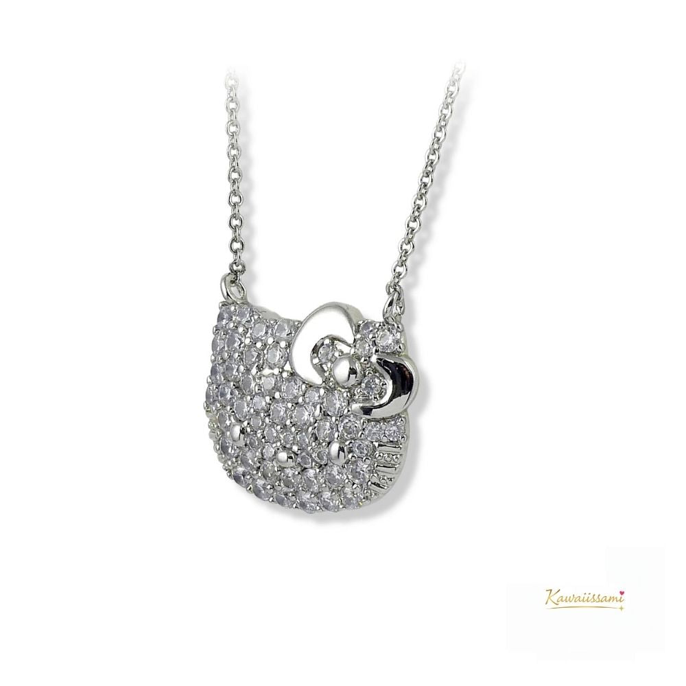 Hello Kitty Pavé Face Pendant Necklace