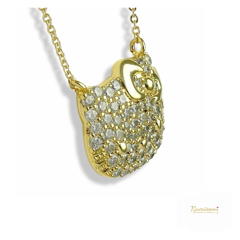 Hello Kitty Pavé Face Pendant Necklace
