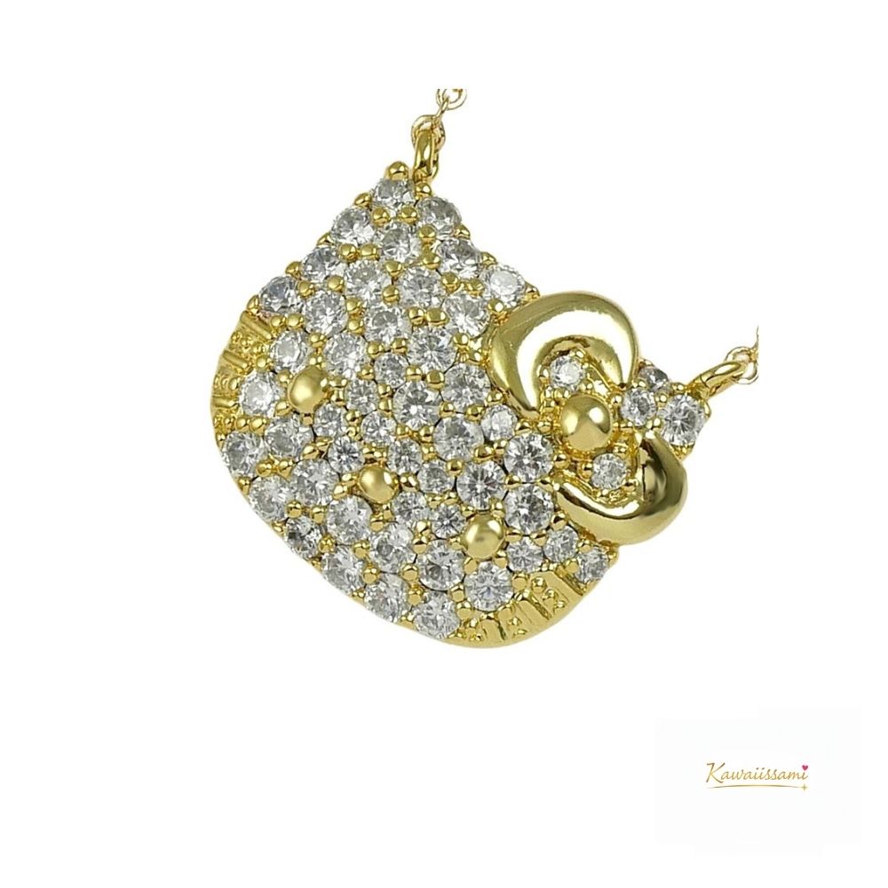 Hello Kitty Pavé Face Pendant Necklace