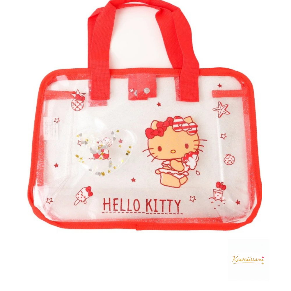 Sanrio Kids Clear PVC Pool Tote Bag (Hello Kitty / Kuromi/Sanrio Characters)